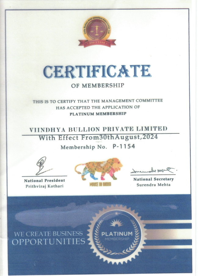 Certificate of Membership (Platinum Membership)
