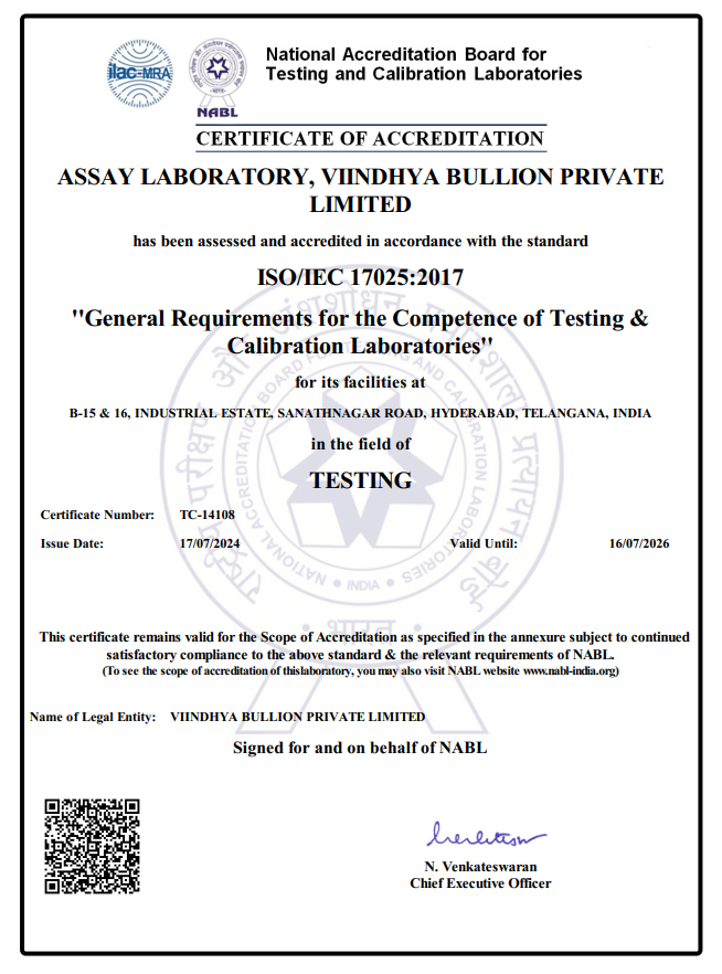 Certificate of Accreditation (Assay Laboratory)